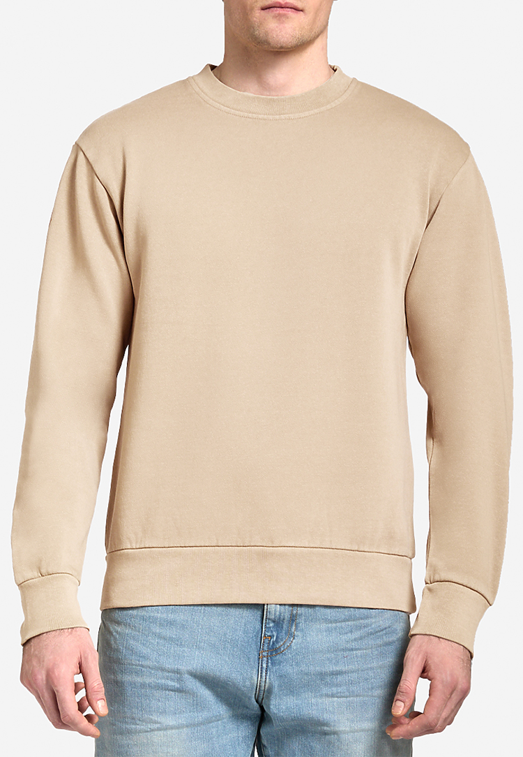 Tan Crewneck Classic Sweatshirt Pullover Regular Comfort Fit Light Weight