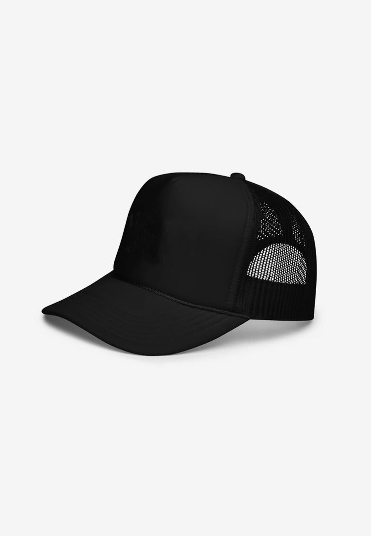 Classic Black Trucker Foam Mesh Hat 5 panel Snapback