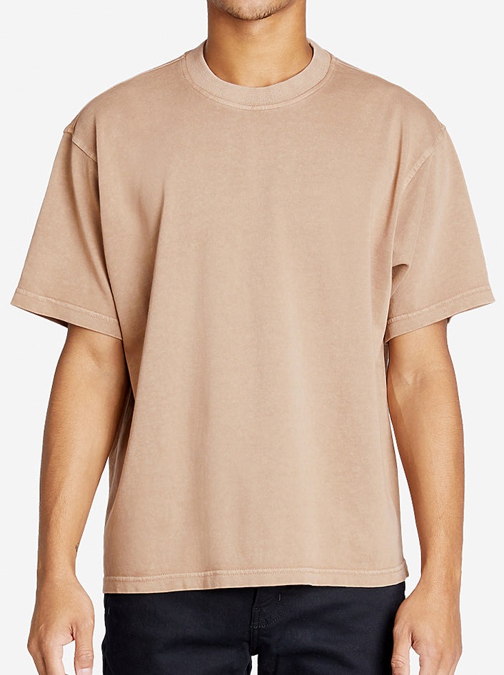Vintage Wash Latte Brown Crewneck T-shirt