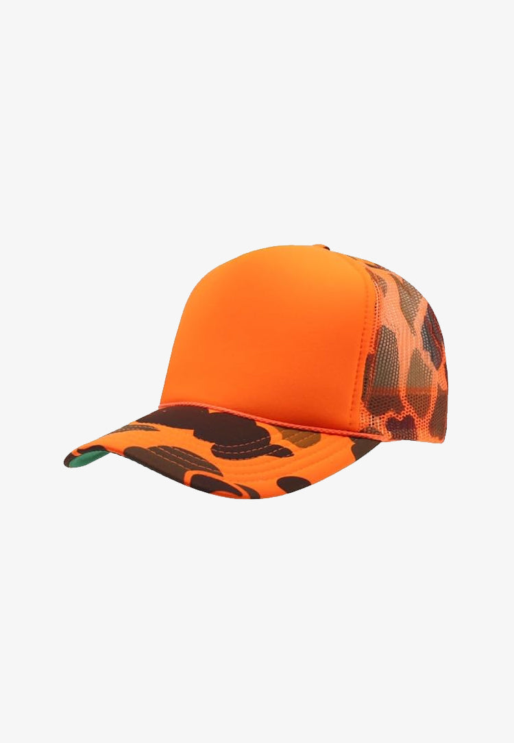 5-Panel Camouflage Orange Cap with Adjustable Snapback