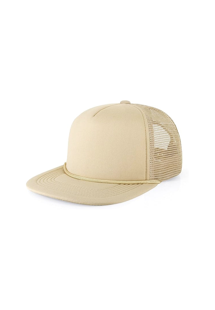 Cream Khaki Trucker Foam Mesh Hat 5 Panel Design