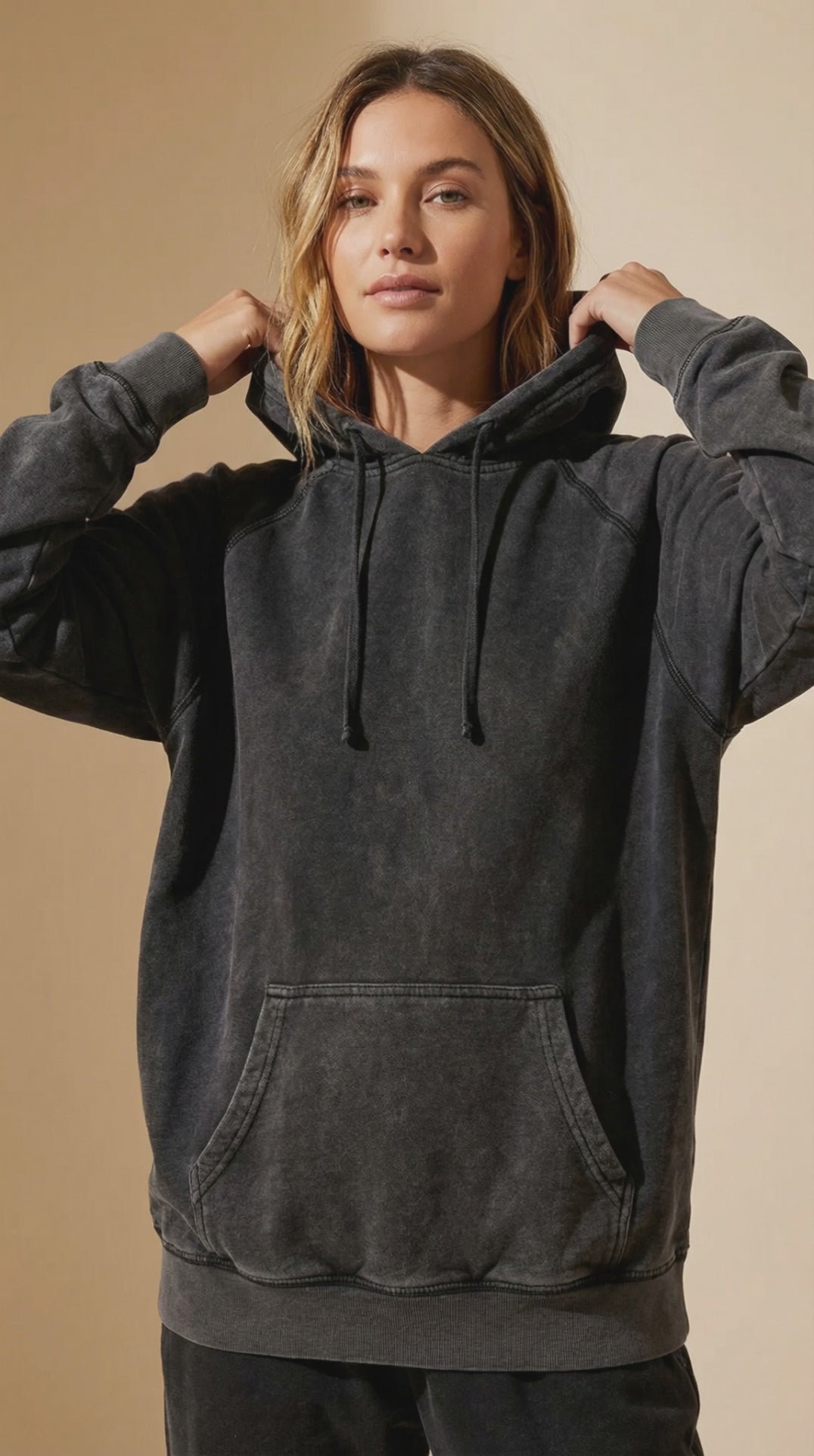 Black Vintage Washed Pullover Ultra Soft Hoodie