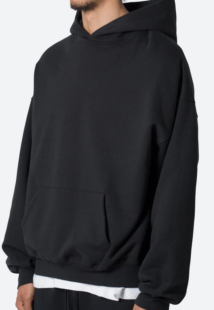 Pullover Black Hoodie Sweatshirt No Drawstring