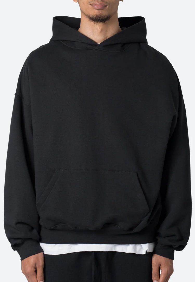 Pullover Black Hoodie Sweatshirt No Drawstring