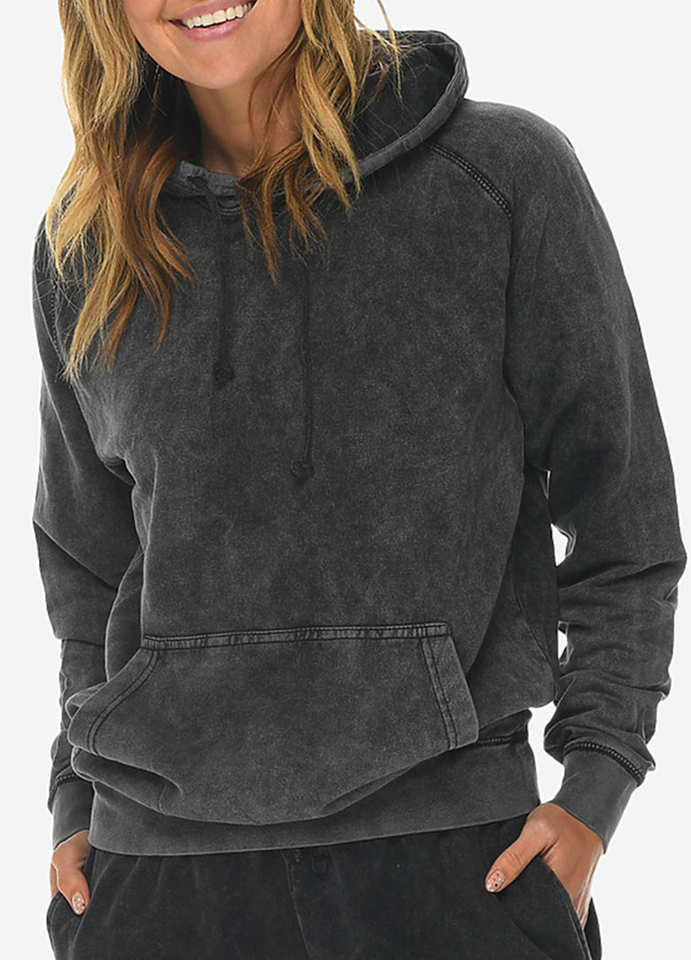 Black Vintage Washed Pullover Ultra Soft Hoodie