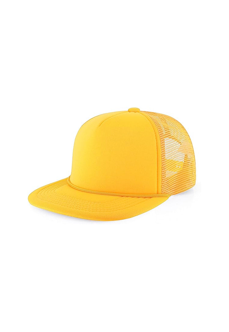 Yellow Trucker Foam Mesh Hat 5 panel Snapback Style