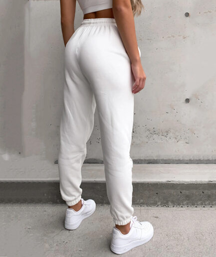 white casual comfy cotton oversized harem track womens jogging pants